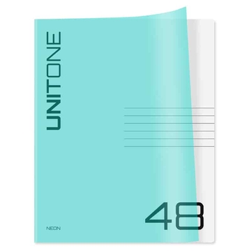 Тетрадь 48л. А5 клетка скрепка UniTone. Neon  пластиковая обложка  неон голубой (BG)