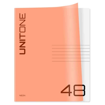 Тетрадь 48л. А5 клетка скрепка UniTone. Neon  пластиковая обложка  неон оранжевый (BG)