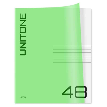 Тетрадь 48л. А5 клетка скрепка UniTone. Neon  пластиковая обложка  неон салатовый (BG)