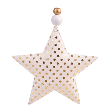 Елочное украшение из ткани "Звезда с золотыми кружочками" 10,5*10,5*1,5см
