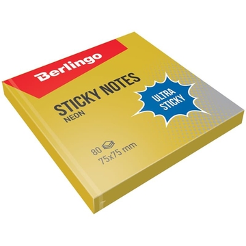 Бумага с лип.слоем 75*75мм Berlingo Ultra Sticky цвет золотой неон 80л