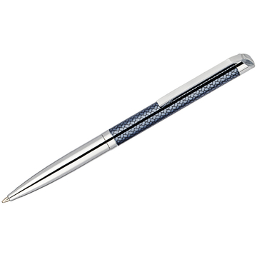 Ручка шариковая Delucci Volare цвет корпуса серебро/серо-голубой поворотный механизм