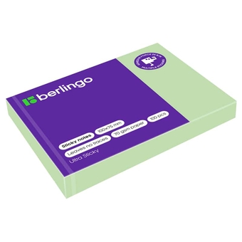 Бумага с лип.слоем 100*75мм Berlingo Ultra Sticky цвет зеленый пастель 100л.