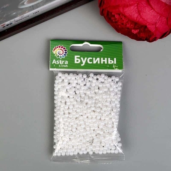 Бусины для творчества пластик белые  набор 25гр  диаметр 4мм 4641498    