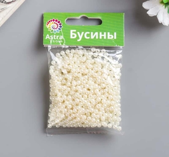 Бусины для творчества пластик молочный  набор 25гр  диаметр 4мм 4641498    