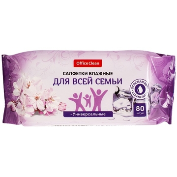 Салфетки влажные 80шт универсальные очищающие для всей семьи (OfficeClean)