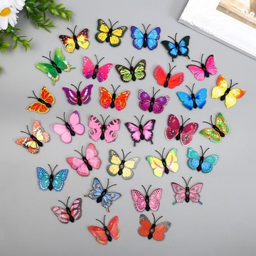 Магнит пластик "Бабочка одинарные крылышки разноцветные" 4,5 см   5478204