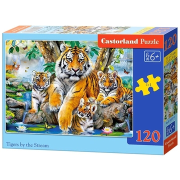 Пазл 120 деталей Семья тигров у ручья