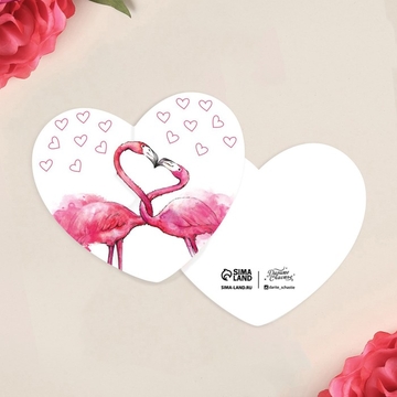 7501824 Открытка Валентинка «Любовь», фламинго, 7 х 6 см 