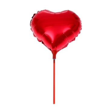 Шар фольгированный Сердце 10" с/палочкой цвет красный (Сима Лэнд) 1167106                           