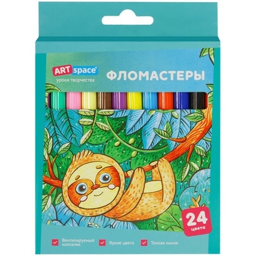 Фломастеры 24 цвета "Милые зверушки" смываемые (ArtSpace)