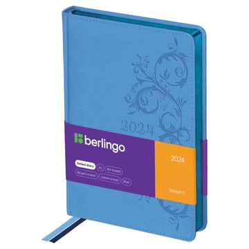 Ежедневник датированный 2024г ф.A5  кожзам "Starlight S"  металлик срез  голубой  (Berlingo)