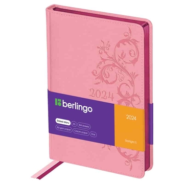 Ежедневник датированный 2024г ф.A5  кожзам "Starlight S"  металлик срез  розовый  (Berlingo)