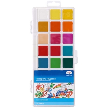 Краски 24 цвета акварель медовая "Классическая" пластиковая коробка (Гамма)