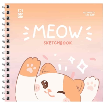Блокнот для эскизов и зарисовок 60л 150*150мм на пружине 120г/м2 Meow (Meshu) 