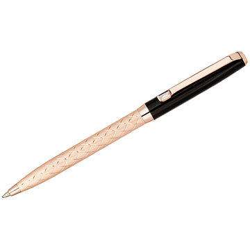 Ручка шариковая Delucci Terra цвет корпуса розовое золото/черный с кристаллами