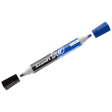 Маркер Luxor Duo для маркерной доски двухсторонний цвет черный/синий пулевидный толщина линии1-3мм