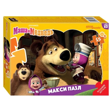 Пазл 15 деталей Maxi  "Маша и медведь"   (Step Puzzle)