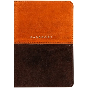 Обложка для паспорта "DUO" кожа цвет оранж/коричневый (OfficeSpace)