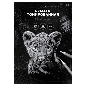Бумага цветная тонированная черная  50л. А4 для печати и эскизов 80г/м2 (BG)