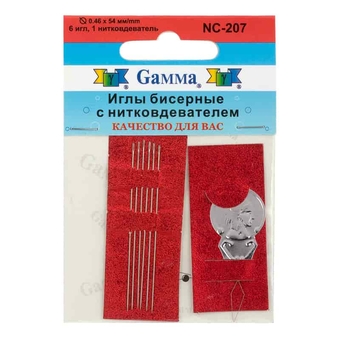 Иглы бисерные сталь NC-207 d 0.46 мм 6 шт с нитковдевателем (Gamma)