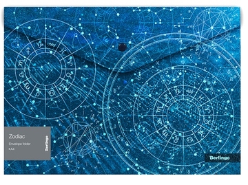Папка конверт с кнопкой ф.А4 плотность180мкм Zodiac (Berlingo)