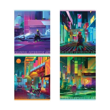 Тетрадь 48л. А5 клетка скрепка Colorful futuristic art глянцевая ламинация 70г/м2 (Greenwich Line)