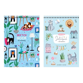 Блокнот для эскизов и зарисовок 60л А6 на пружине 120г/м2 Cats (Art Space)