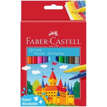 Фломастеры 12 цветов "Замок" смываемые (Faber-Castell) 