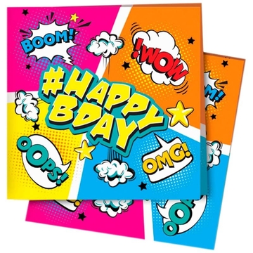 Набор салфеток бумажных "Комиксы.Happy Birthday" 12шт. 24*24см