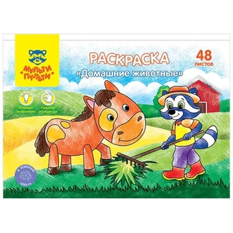 Раскраска А5 Домашние животные 48л. в папке (Мульти-Пульти)